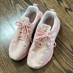 Adidas Women's Light Pink and White Sneakers